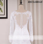 HEULORIA Mermaid Wedding Dresses long Sleeve sweetheart lace applique beading Bride Dress Robe de mariage customize ME-0324