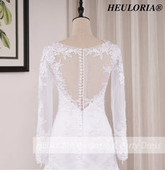 HEULORIA Mermaid Wedding Dresses long Sleeve sweetheart lace applique beading Bride Dress Robe de mariage customize