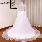 Boho Wedding Dress long sleeve high neck lace applique bride dress plus size robe de mariee A line Wedding Bridal Gown AL-HN0815