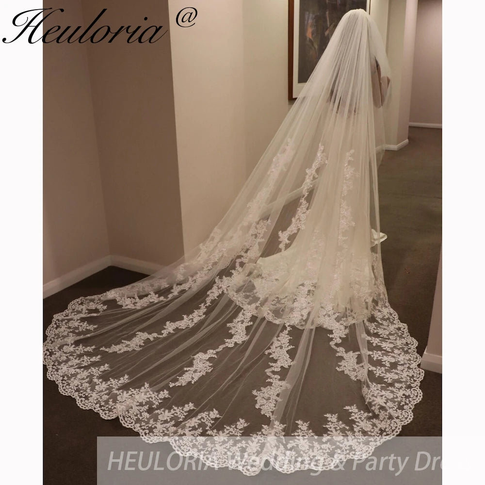 Cathedral Wedding Veil Lace bridal veil with Metal Comb Length 300cm width 300cm for Bride VL-44