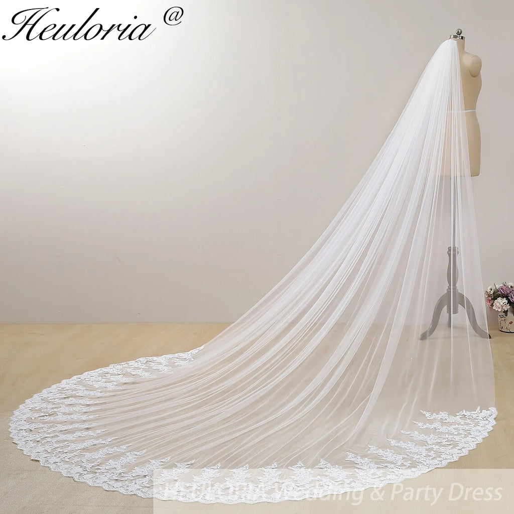 Cathedral Wedding Veil Lace bridal veil with Metal Comb Length 300cm width 300cm for Bride VL-114