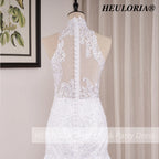 HEULORIA mermaid wedding dress high neck lace beading bride dress long train Robe de mariage ME-0115