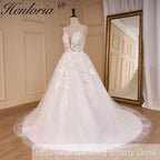 HEULORIA elegant A line wedding dress Sparkly Glitter tulle strapless lace bridal dress customize AL-808