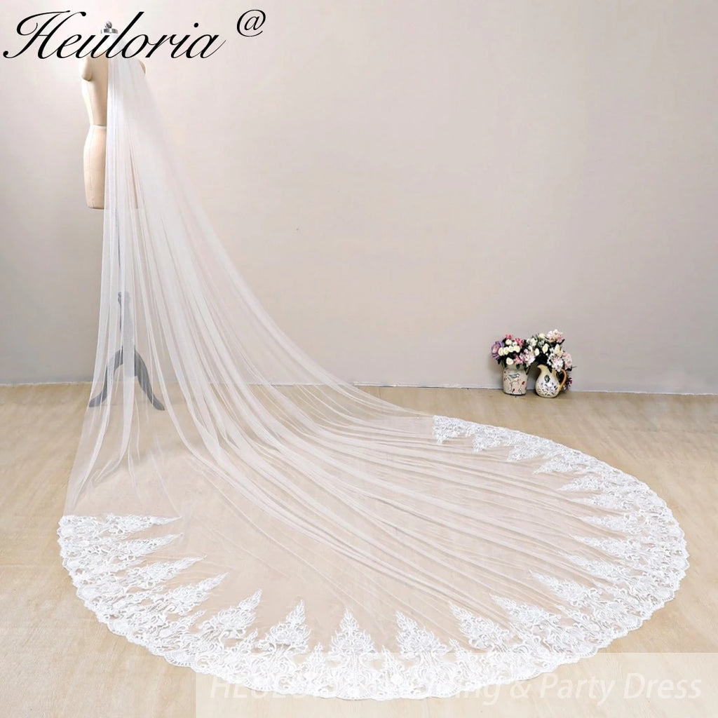 Cathedral Wedding Veil Lace bridal veil with Metal Comb Length 300cm width 300cm for Bride VL-133