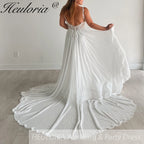 HEULORIA elegant lace chiffon Wedding Dress V neck A line lace bride dress for garden beach wedding AL-843