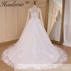 HEULORIA Sparkly Glitter princess Wedding dress Off Shoulder long sleeve lace Bride Dresses plus size plus size white bride dress customize BA-823