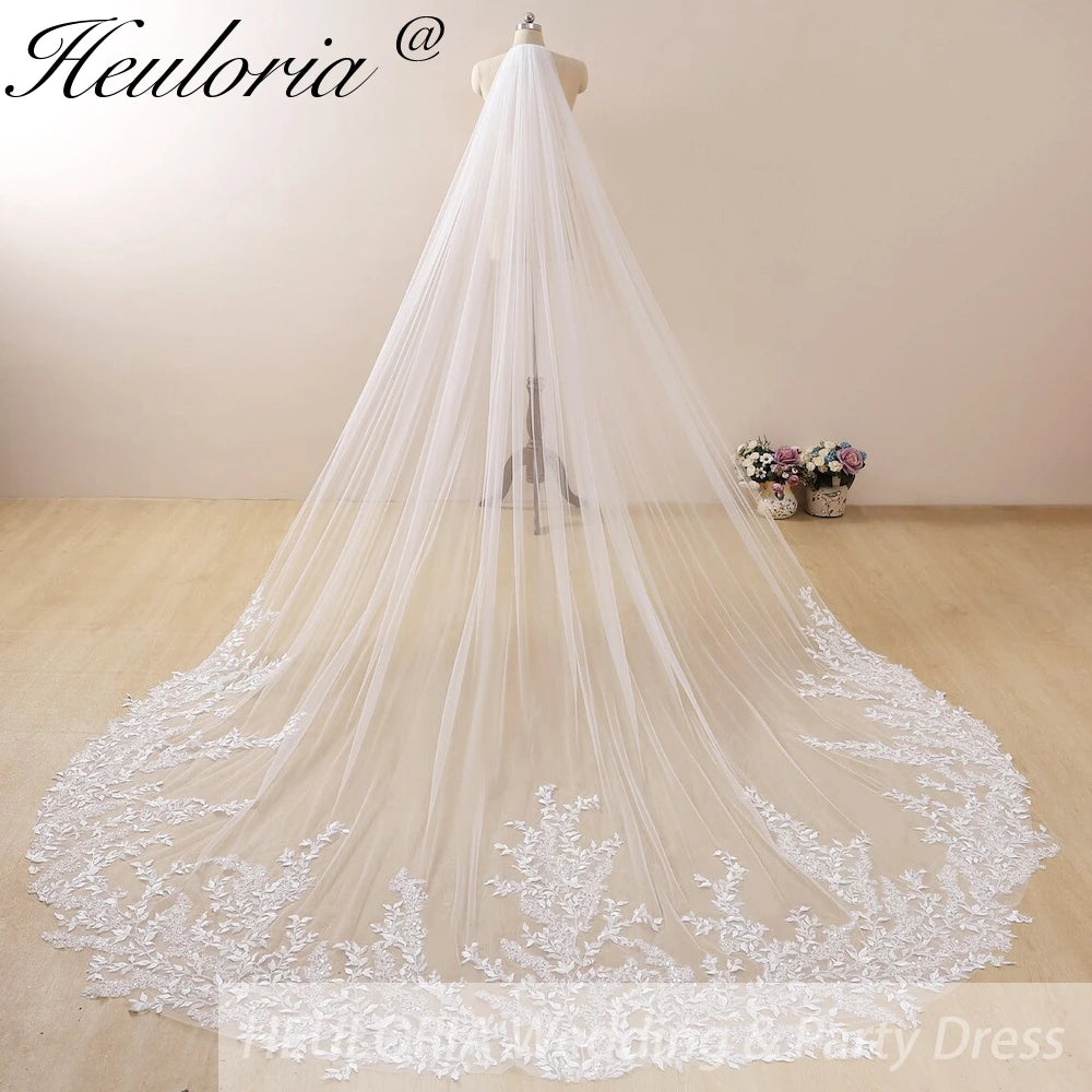 Cathedral Wedding Veil Lace bridal veil with Metal Comb Length 300cm width 300cm for Bride