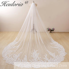 Cathedral Wedding Veil Lace bridal veil with Metal Comb Length 300cm width 300cm for Bride