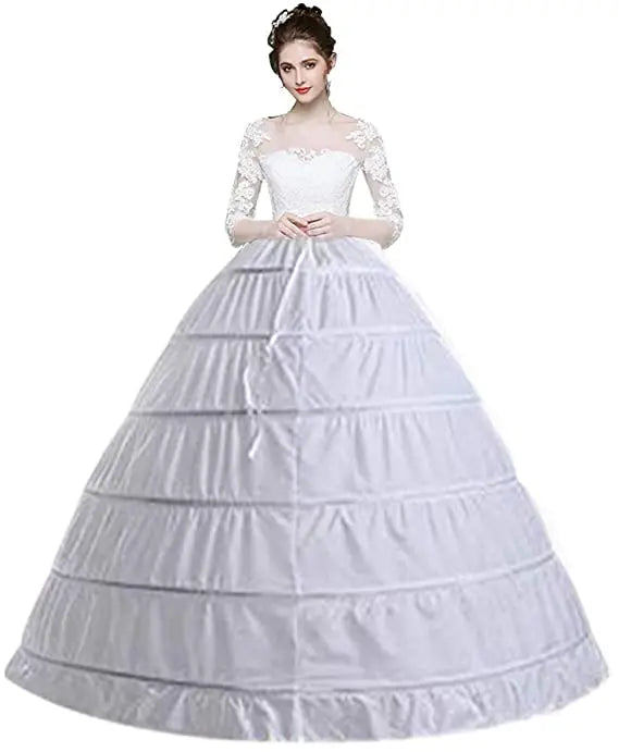 6 Hoop Crinoline Petticoats Floor Length Underskirt for Ball Gown style dress for bride