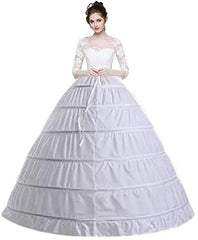 6 Hoop Crinoline Petticoats Floor Length Underskirt for Ball Gown style dress for bride