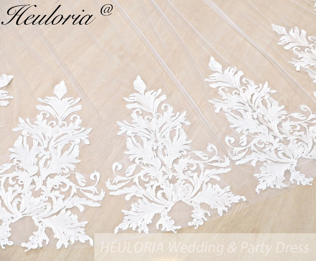 Cathedral Wedding Veil Lace bridal veil with Metal Comb Length 300cm width 300cm for Bride VL-134
