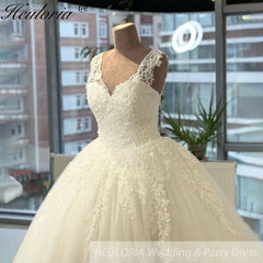 Ball Gown Princess Wedding Dress V neck lace up bride dress vestido De Noiva Sweep Train Bride Bridal gown