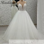 Charming Glitter Spaghetti Straps A line wedding dress lace beadinf bridal dress For Formal Party Vestidos De Novia Customized AL-1031