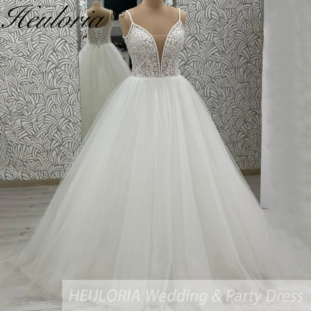 Charming Glitter Spaghetti Straps A line wedding dress lace beadinf bridal dress For Formal Party Vestidos De Novia Customized AL-1031