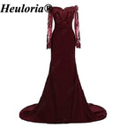 heuloria-Burgundy Off-the-Shoulder Lace Mermaid Evening Dress with Long Sleeves-ed-77