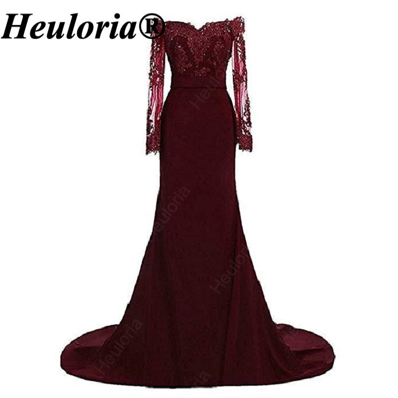 heuloria-Burgundy Off-the-Shoulder Lace Mermaid Evening Dress with Long Sleeves-ed-77