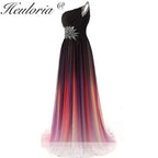 HEULORIA long evening dress one shoulder beaded chiffon party dress long formal dress ED-7