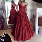 HEULORIA Off-Shoulder Satin A-Line Prom Dress with Embellished Waist ED-16