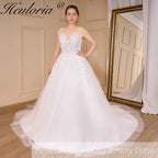 HEULORIA Lace Wedding Dresses A line Spaghetti Straps Bridal dress Robe De Mariee Wedding Bride Dress long train AL-807
