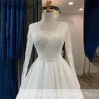 HEULORIA elegant A line wedding dress long sleeve Sparkly Glitter lace beading bride dress Robe De Mariee Wedding Bride Dress AL-249