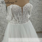 elegant A line wedding dress off shoulder lace beading bride dress Robe De Mariee Wedding Bride Dress long train AL-1027