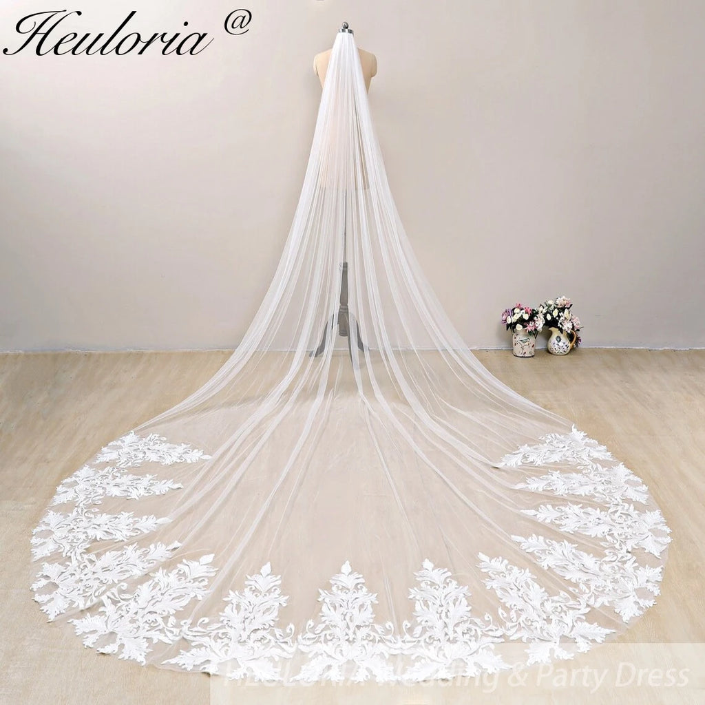 Cathedral Wedding Veil Lace bridal veil with Metal Comb Length 300cm width 300cm for Bride VL-134