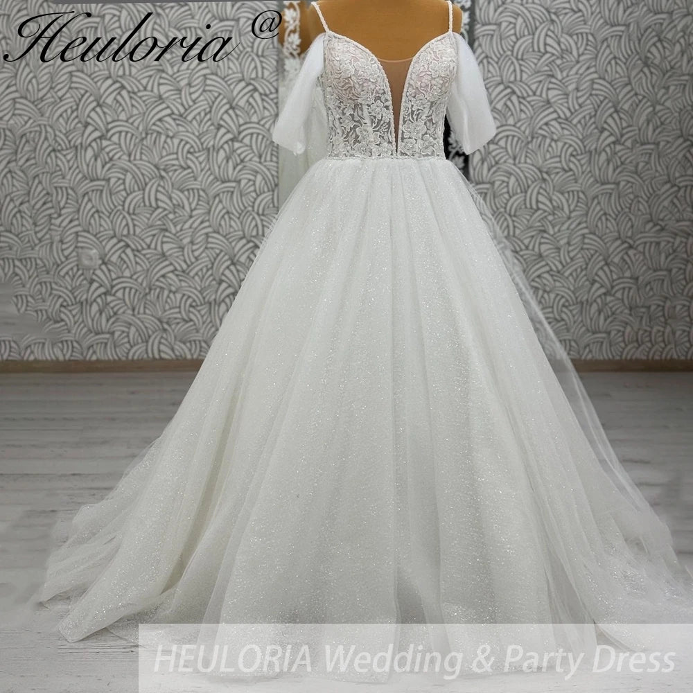 elegant A line wedding dress off shoulder lace beading bride dress Robe De Mariee Wedding Bride Dress long train AL-1018 Main image