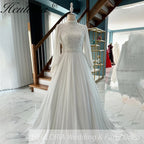 elegant heavy beading Muslim Wedding Dress long sleeve high neck bride dress plus size bride Wedding Gown BA-853