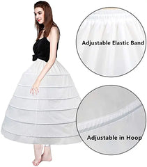 6 Hoop Crinoline Petticoats Floor Length Underskirt for Ball Gown style dress for bride