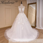 HEULORIA elegant A line wedding dress Sparkly Glitter tulle strapless lace bridal dress customize AL-808