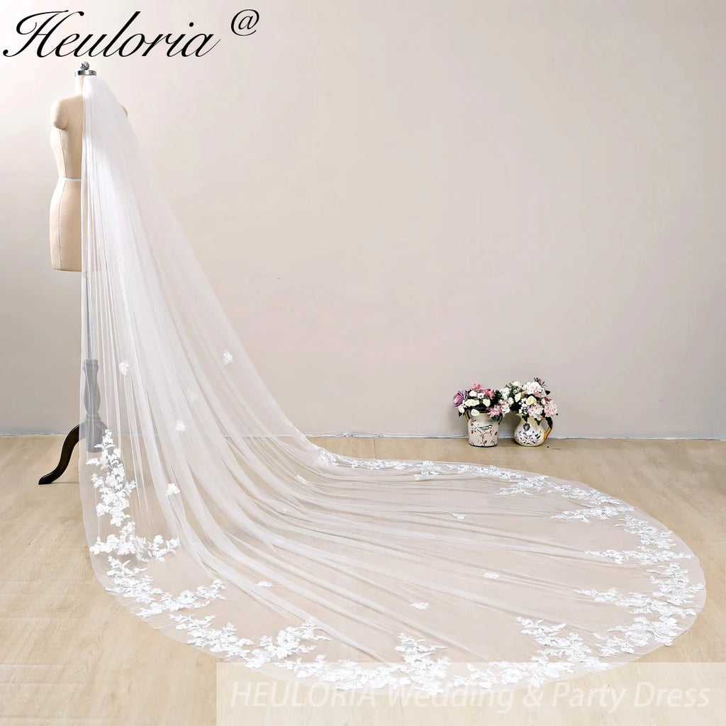 Cathedral Wedding Veil Lace bridal veil with Metal Comb Length 300cm width 300cm for Bride VL-101