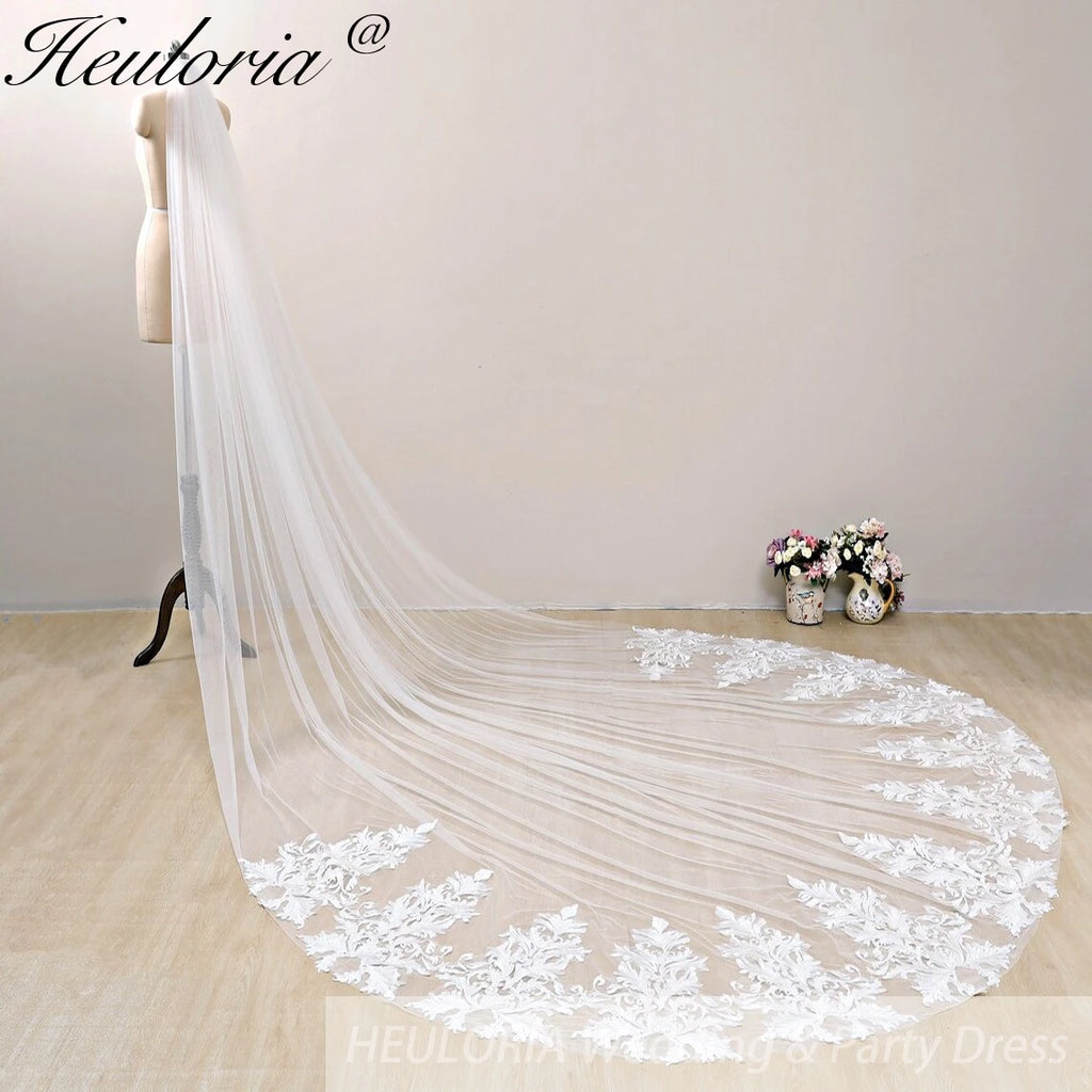 Cathedral Wedding Veil Lace bridal veil with Metal Comb Length 300cm width 300cm for Bride VL-134