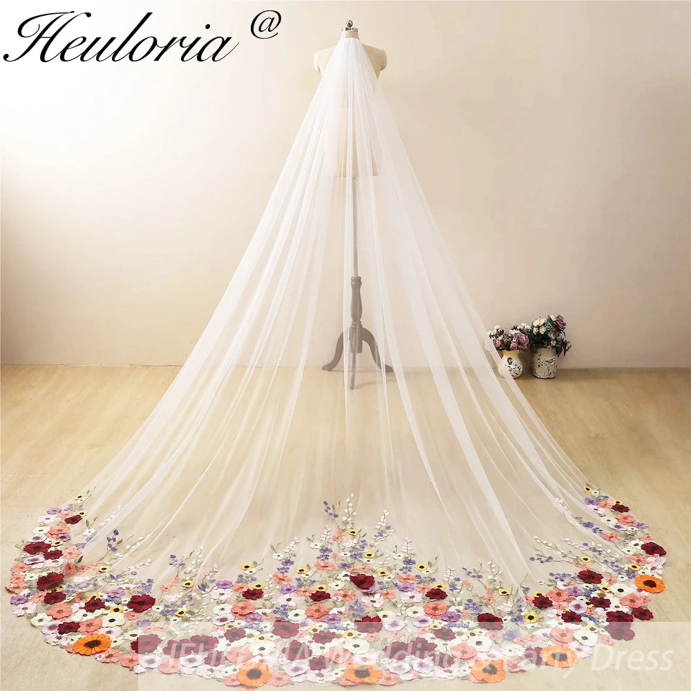 Cathedral Wedding Veil Lace bridal veil with Metal Comb Length 300cm width 300cm for Bride