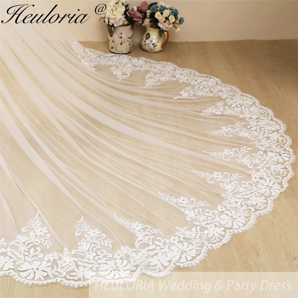 Cathedral length Wedding Veil Lace bridal veil with Metal Comb Length 300cm width 300cm for Bride VL-117