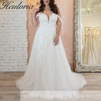 HEULORIA  plus size wedding dress off shoulder lace beading bride dress A line Robe De Mariee Wedding Bride Dress AL-764