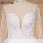 elegant A line wedding dress long sleeve beading bride dress Robe De Mariee Wedding Bride Dress long train AL-723