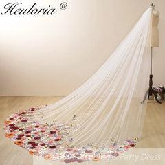 Cathedral Wedding Veil Lace bridal veil with Metal Comb Length 300cm width 300cm for Bride