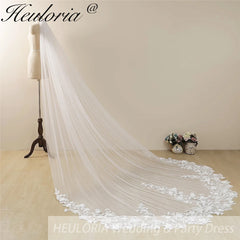 Cathedral Wedding Veil Lace bridal veil with Metal Comb Length 300cm width 300cm for Bride