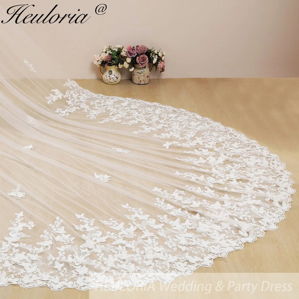 Cathedral Wedding Veil Lace bridal veil with Metal Comb Length 300cm width 300cm for Bride VL-132
