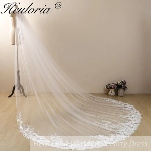 Cathedral Wedding Veil 3D floral Lace bridal veil with Metal Comb Length 300cm width 300cm for Bride