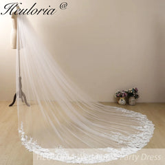 Cathedral Wedding Veil 3D floral Lace bridal veil with Metal Comb Length 300cm width 300cm for Bride