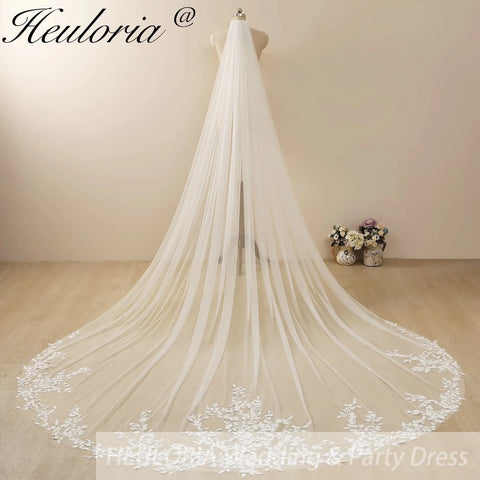 Cathedral Wedding Veil Lace bridal veil with Metal Comb Length 300cm width 300cm for Bride