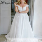 HEULORIA elegant A line wedding dress off shoulder lace bride dress with 3D floral Robe De Mariee Wedding Bride Dress AL-873
