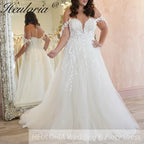 HEULORIA  plus size wedding dress off shoulder lace beading bride dress A line Robe De Mariee Wedding Bride Dress AL-764
