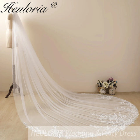 Cathedral Wedding Veil Lace bridal veil with Metal Comb Length 300cm width 300cm for Bride