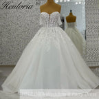 HEULORIA Sparkly Glitter Wedding dress Off The Shoulder 2025 Luxury Women Church Beach Bride Dresses Floral Lace Customized BA-1028