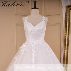 HEULORIA Lace Wedding Dresses A line Spaghetti Straps backless bride dress Robe De Mariee Wedding gown AL-802