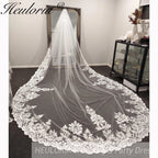 Vintage Lace Wedding Veils Floral Cathedral Veil,Floral Lace Cathedral Length Veil,Flowery Chapel Wedding Veil,Lace Chapel Length Veil/  VL-42