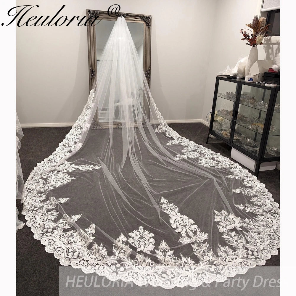 Vintage Lace Wedding Veils Floral Cathedral Veil,Floral Lace Cathedral Length Veil,Flowery Chapel Wedding Veil,Lace Chapel Length Veil/  VL-42