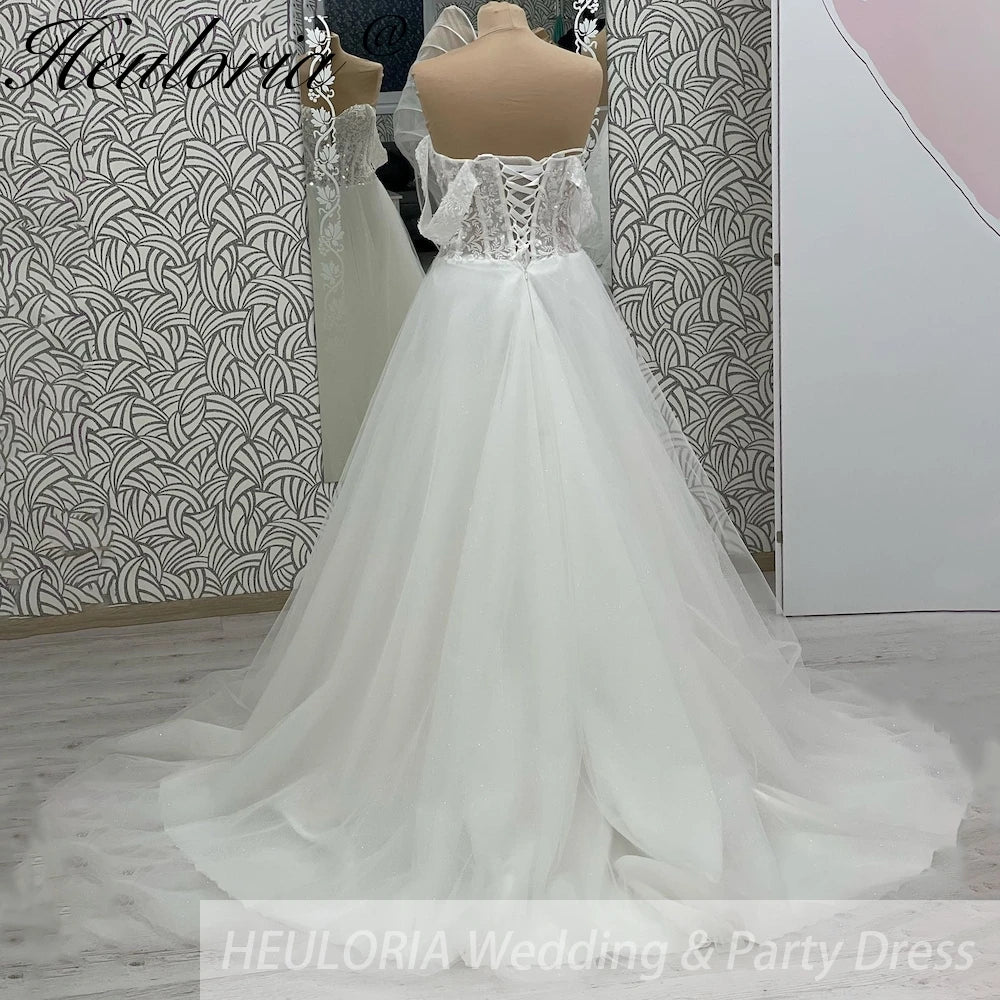 elegant A line wedding dress off shoulder lace beading bride dress Robe De Mariee Wedding Bride Dress long train AL-1027